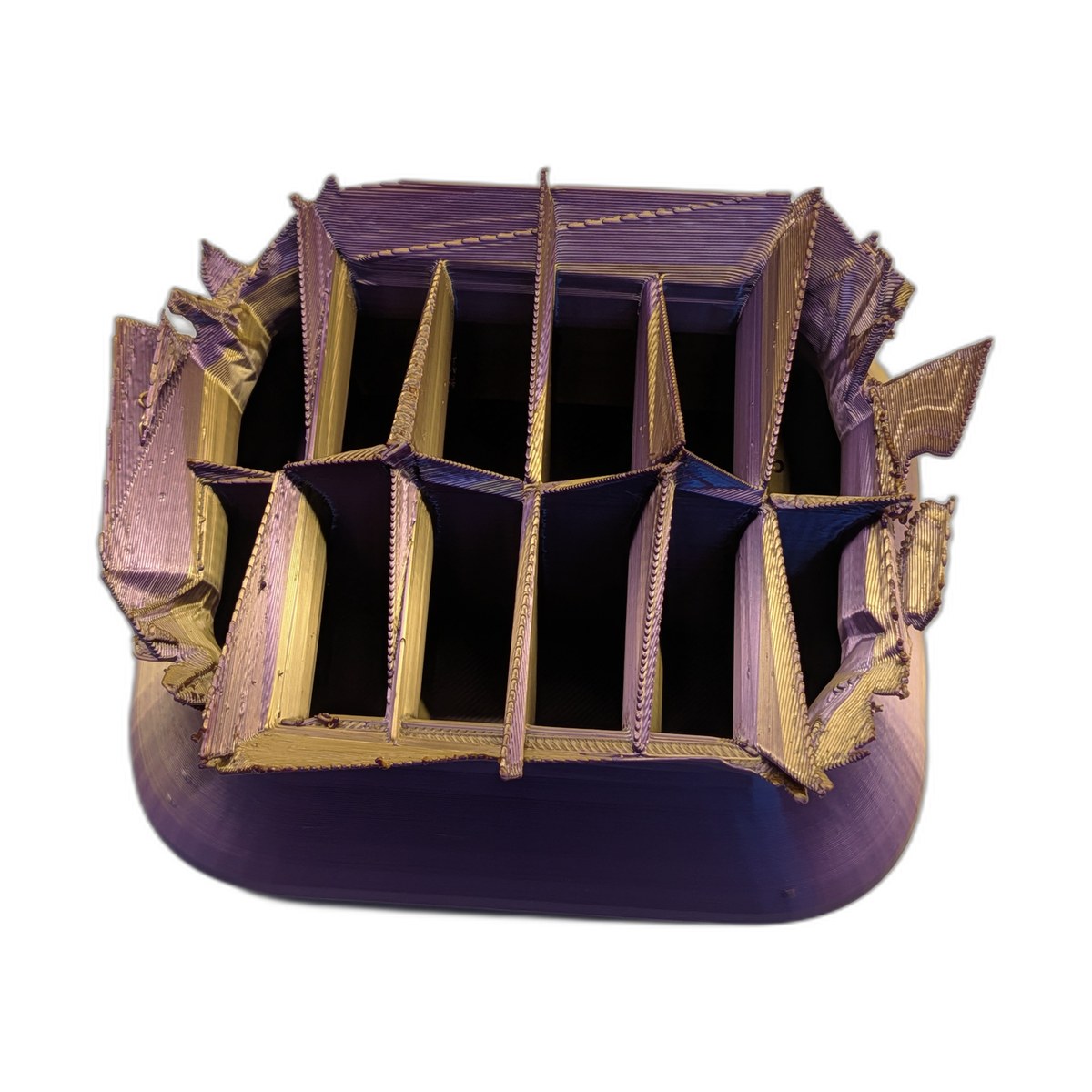 Universal Organizer 3D-Konfigurator – Alien-Aurora-Beispieldruck (Twist + Taper + Belly) auf Bambu P1S